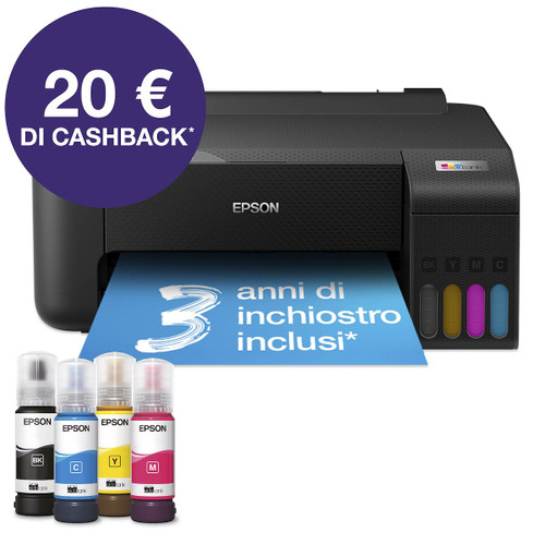 EPSON - EcoTank ET-1810 Stampante inkjet A4, serbatoi ricaricabili, fino a 3 anni inchiostro inclusi, 20 € di cashback* - 2220004277