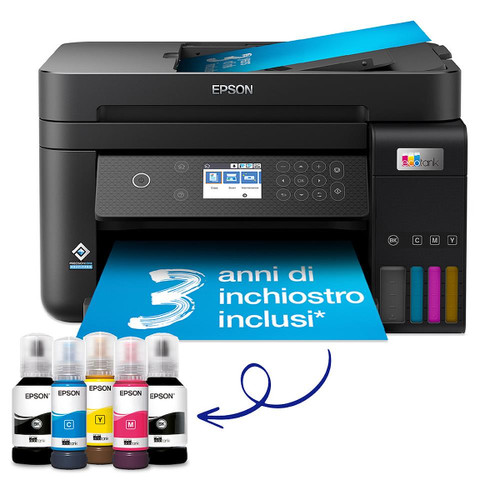 EPSON - EcoTank ET-3850 Stampante Multifunzione 3-in-1 A4, Serbatoi Ricaricabili Alta Capacità, include 5 Flaconi di inchiostro - 2210011171 EPSON - EcoTank ET-3850 Stampante Multifunzione 3-in-1 A4, Serbatoi Ricaricabili Alta Capacità, include 5 Flaconi di inchiostro - 2210011171