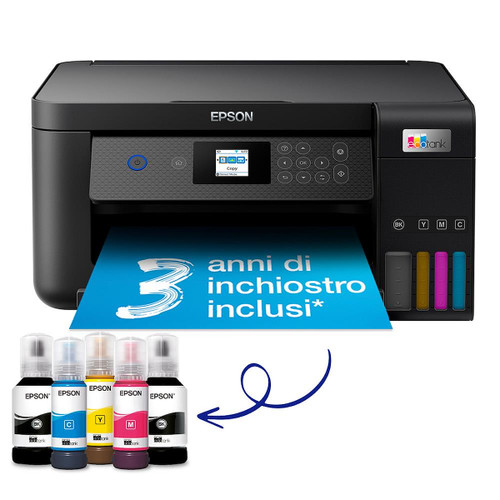 EPSON - EcoTank ET-2850 Stampante Multifunzione 3-in-1 A4, Serbatoi Ricaricabili Alta Capacità, include 5 flaconi di inchiostro - 2210011160 EPSON - EcoTank ET-2850 Stampante Multifunzione 3-in-1 A4, Serbatoi Ricaricabili Alta Capacità, include 5 flaconi di inchiostro - 2210011160