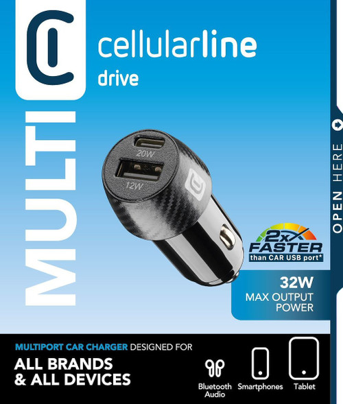CELLULARLINE - CAR MULTIPOWER 2 FAST+ - IPHONE, SAMSUNG, XIAOMI, - 2210005591