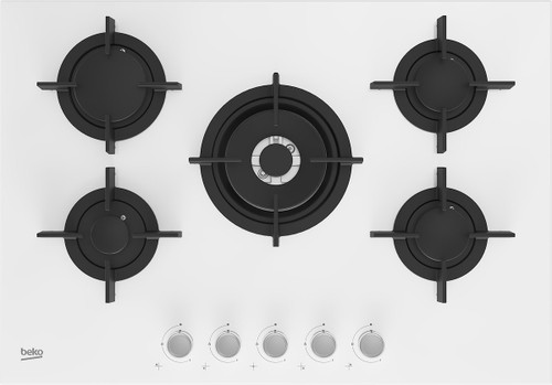 BEKO - HILW 75222 SW: 75 cm Gas Piano Cottura da Incasso ( 4 Bruciatori a Gas + 1 Wok ) - 2210005570