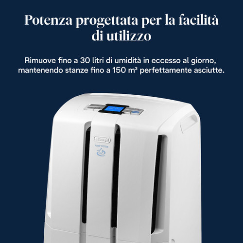 De Longhi Spa - DE LONGHI Tasciugo AriaDry Light - Deumidificatore, Capacità deumidificazione 30l/24h, Serbatoio 7L, Bianco (DD230P) - 2190002683