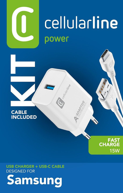 CELLULARLINE - ADAPTIVE FAST CHARGER KIT 15W - USB-C - SAMSUNG - 2170021414
