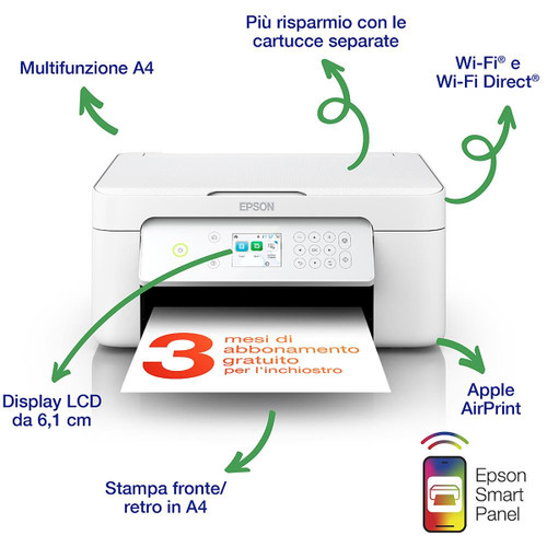 EPSON - Epson Expression Home XP-4205 -  Stampante multifunzione inkjet - Wireless, display LCD, USB, A4, stampa da mobile - 2220009973
