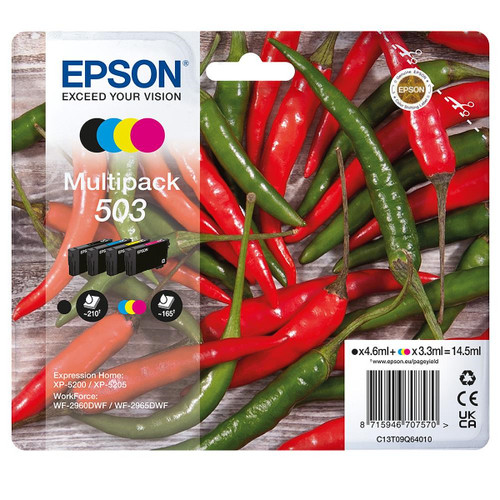 EPSON - EPSON SERIE 503XL PEPERONCINI MULTIPACK 4 COLORI STD T09Q CARTUCCIA DI INCHIOSTRO ORIGINALE - 2220009195 EPSON - EPSON SERIE 503XL PEPERONCINI MULTIPACK 4 COLORI STD T09Q CARTUCCIA DI INCHIOSTRO ORIGINALE - 2220009195