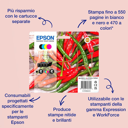 EPSON - EPSON SERIE 503 PEPERONCINI NERO STD T09Q CARTUCCIA DI INCHIOSTRO ORIGINALE - 2220009188