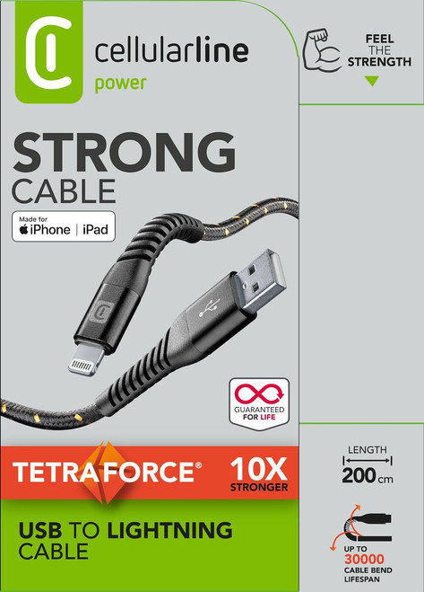 CELLULARLINE - TETRA FORCE CABLE 200CM - LIGHTNING - 2170022573 CELLULARLINE 0 | Trony.it