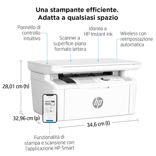 HP - HP LaserJet M140w Stampante multifunzione Laser monocromatica Copia Scansione Wifi - 2230003375