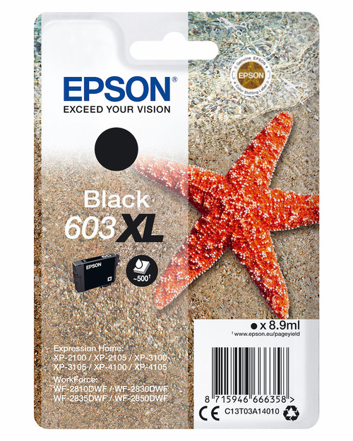 EPSON - 603 STELLA MARINA T03A XL SINGLE NERO - 2190010111 EPSON - 603 STELLA MARINA T03A XL SINGLE NERO - 2190010111