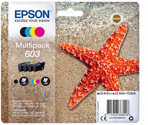 EPSON - 603 STELLA MARINA T03U STANDARD MULTIPACK 4 COLORI - 2190010115 EPSON 0 | Trony.it