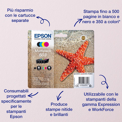 EPSON - 603 STELLA MARINA T03U STANDARD MULTIPACK 4 COLORI - 2190010115
