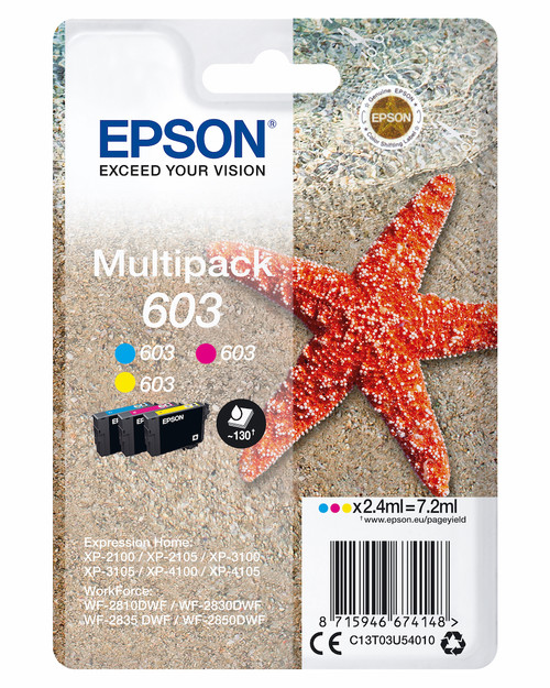 EPSON - 603 STELLA MARINA T03U STANDARD MULTIPACK 3 COLORI - 2190010110 EPSON - 603 STELLA MARINA T03U STANDARD MULTIPACK 3 COLORI - 2190010110