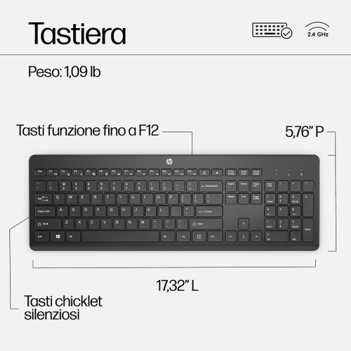 HP - Combo tastiera e mouse wireless HP 230 - 2210000248