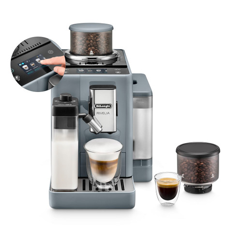 DE'LONGHI - De'Longhi Rivelia - Macchina Automatica per Caffè in Chicchi,  16 Bevande one touch, Display touch, Grigio (EXAM440.55.G) - 2230013243