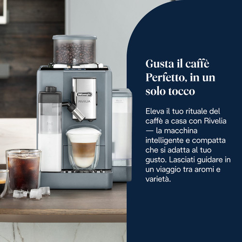 DE'LONGHI - De'Longhi Rivelia - Macchina Automatica per Caffè in Chicchi,  16 Bevande one touch, Display touch, Grigio (EXAM440.55.G) - 2230013243