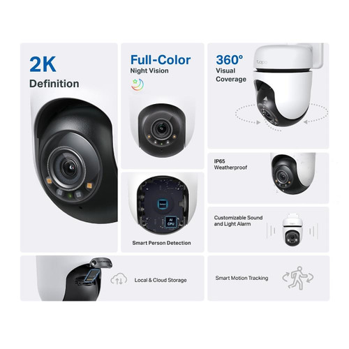 TP-LINK - TP-Link Tapo TC41 - Telecamera Outdoor Smart AI pan/tilt Wi-Fi 2K con app control - 2240017370