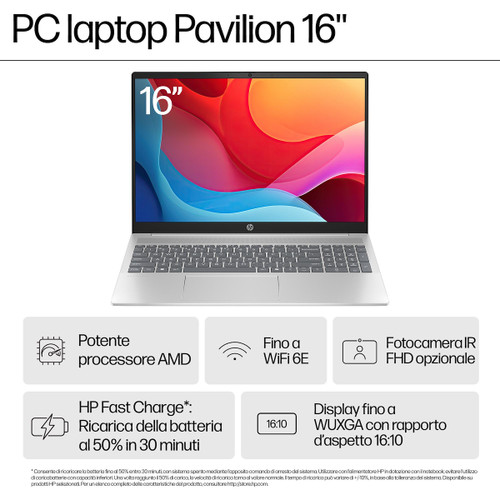 Hp Italia Spa - HP Pavilion Notebook 16-ag0006nl, Windows 11 Home, 16", AMD Ryzen™ 5, 16GB RAM, 512GB SSD, WUXGA, Argento - 2240013095 Hp Italia Spa - HP Pavilion Notebook 16-ag0006nl, Windows 11 Home, 16", AMD Ryzen™ 5, 16GB RAM, 512GB SSD, WUXGA, Argento - 2240013095