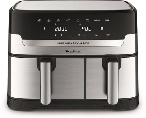 MOULINEX - Dual Easy Fry & Grill, Friggitrice Ad Aria E Grill Con Doppio Cestello, 8,3 L, 8 Programmi, Acciao Inossidabile, EZ905D - 2240019561 MOULINEX 0 | Trony.it