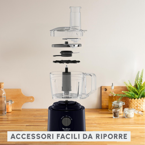 MOULINEX - Easy Force, Robot da Cucina, 4 Accessori, 15 Funzioni, Facile da Usare, Black Knight, FP2428 - 2240020671