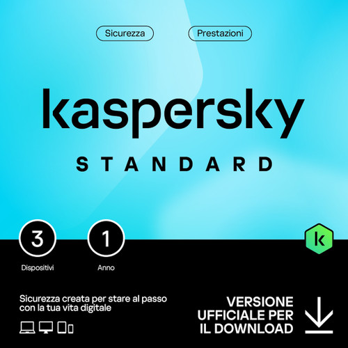 KASPERSKY - KASPERSKY STANDARD 3D 1Y ESD GENERIC _IT - 8080001083 KASPERSKY - KASPERSKY STANDARD 3D 1Y ESD GENERIC _IT - 8080001083