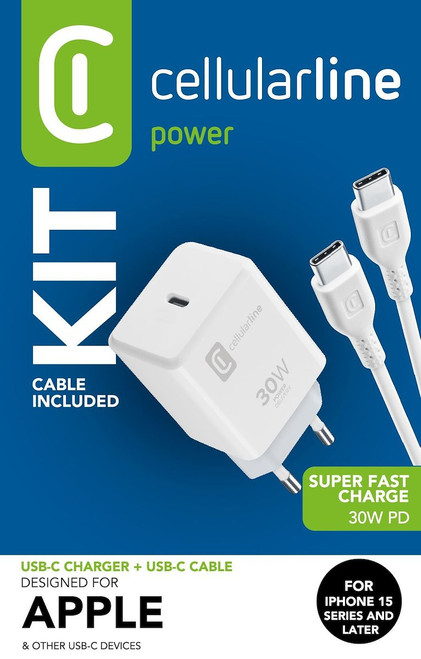 CELLULARLINE - USB-C CHARGER KIT USB-C 30W - 2240002837 CELLULARLINE 0 | trony.live