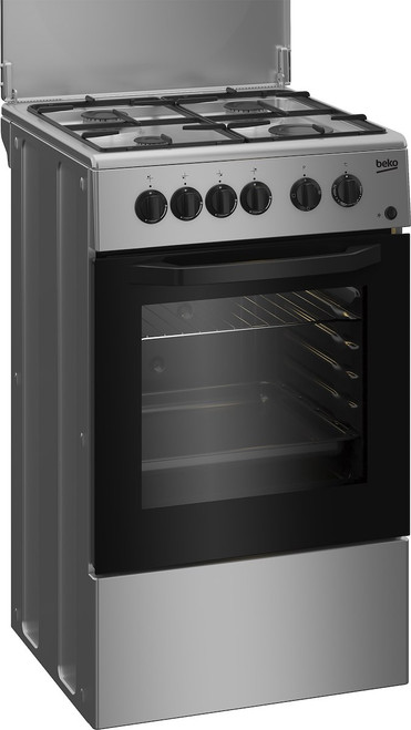 BEKO - Cucina CSS42014FW, (LxDxA) 50x50x85, Bianca, Forno elettrico statico, piano cottura a gas 4 zone, Coperchio in metallo - 2240020929