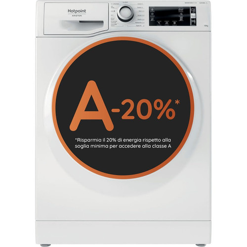 HOTPOINT ARISTON - NBT 1048 WD A IT Lavatrice 10kg, classe A-20%, colore bianco, Motore Inverter BPM, 1400 giri, Display digitale XL, Vapor - 2240020126