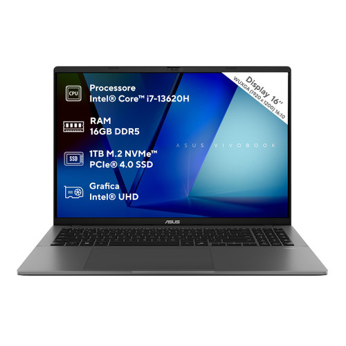 ASUS - ASUS Vivobook S16 S3607VA-RP002W, display 16, processore Intel® Core™ i7-13620H, RAM 16GB, 1TB SSD, Gray. - 2250002355