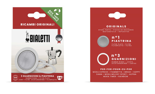 BIALETTI - 3 GUARNIZIONI + 1 PIASTRINA 3/4 TAZZE - 2240021884
