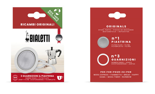 BIALETTI - 3 GUARNIZIONI + 1 PIASTRINA 1 TAZZA - 2240021882 BIALETTI - 3 GUARNIZIONI + 1 PIASTRINA 1 TAZZA - 2240021882