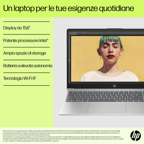 HP - HP Laptop 15-fd0077nl, Windows 11 Home, 15.6", Intel® Core™ i7, 16GB RAM, 512GB SSD, FHD, Argento naturale - 2250007641