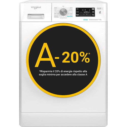 WHIRLPOOL - Lavatrice 11kg, 100% DI FRESCHEZZA, ANCHE SE DIMENTICHI IL BUCATO, classe A-20%, colore bianco, 1400 giri, vapore - 2240023879