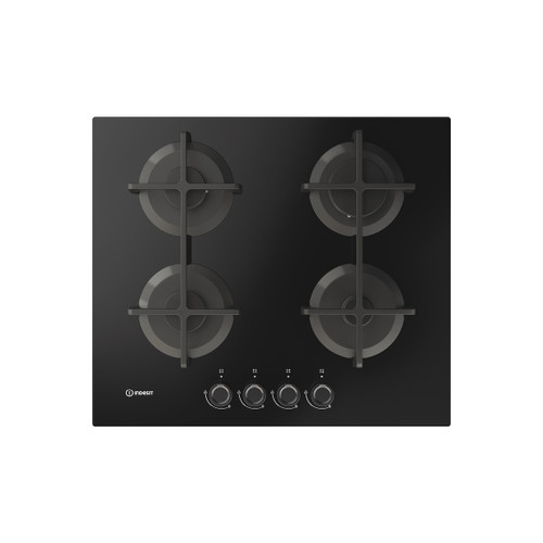 INDESIT - ING 61 T/BK 1 piano gas vetro nero 60cm 4 fuochi griglie in ghisa lavabili in lavastoviglie - 2250006971