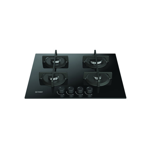 INDESIT - ING 61 T/BK 1 piano gas vetro nero 60cm 4 fuochi griglie in ghisa lavabili in lavastoviglie - 2250006971