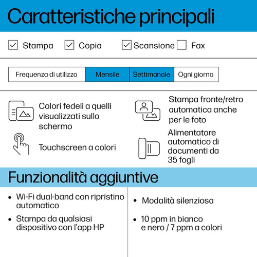 HP - HP Envy 6520e Stampante Multifunzione inkjet a colori Copia Scansione Wifi - 3 mesi di Instant ink inclusi con HP+ - 2240023401