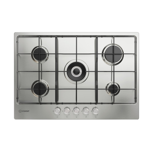 INDESIT - THP 752 W/IX/I 1 piano gas inox 75cm 5 fuochi bruciatore doppia corona griglie smaltate - 2250006972 INDESIT 0 | Trony.it