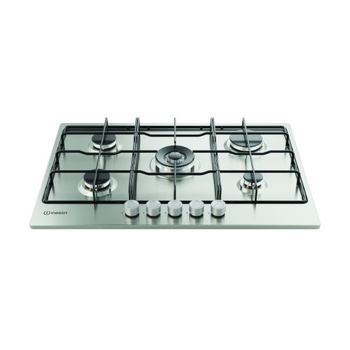 INDESIT - THP 752 W/IX/I 1 piano gas inox 75cm 5 fuochi bruciatore doppia corona griglie smaltate - 2250006972