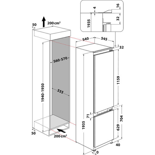 WHIRLPOOL - WHKN 3283 B4E COMBINED REFRIGERATOR, CLASS E - 2250009215 WHIRLPOOL - WHKN 3283 B4E COMBINED REFRIGERATOR, CLASS E - 2250009215