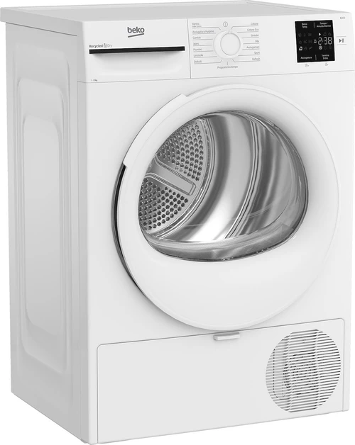 BEKO - Asciugatrice Slim 8kg, Classe D, Linea Estetica NX, motore asincrono, Display digitale, colore Bianco, oblò Bianco - 2250010882