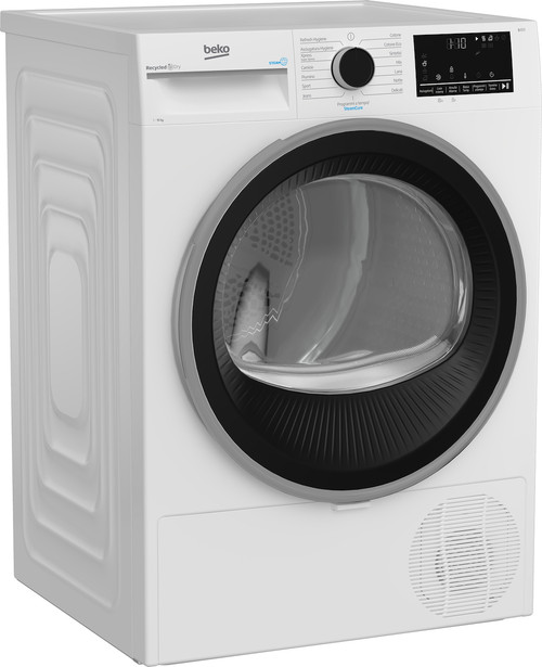 BEKO - Asciugatrice 10kg, Classe C, motore inverter, Display digitale XL, funzione a vapore SteamCure, colore Bianco, obl Nero - 2250011149