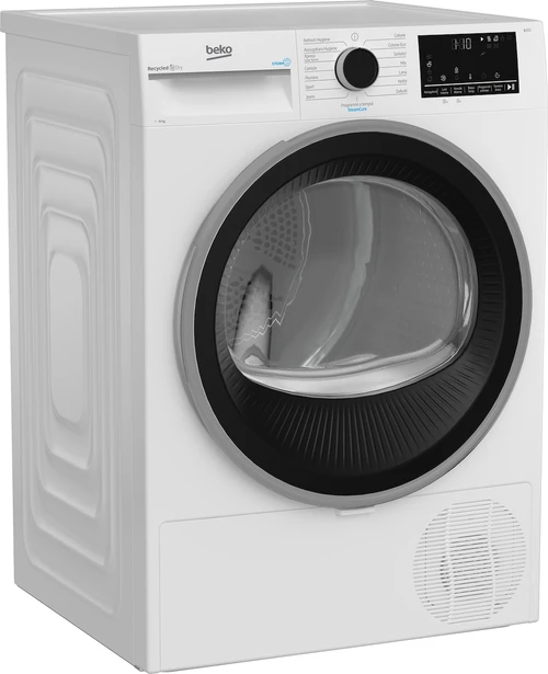 BEKO - Asciugatrice 10kg, Classe C, motore inverter, Display digitale XL, funzione a vapore SteamCure, colore Bianco, obl Nero - 2250011149