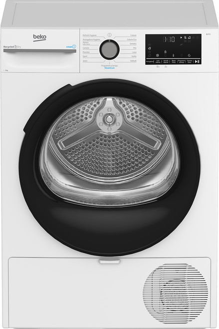 BEKO - Asciugatrice 9kg, Classe C, motore inverter, Display digitale, funzione a vapore SteamCure, colore Bianco, obl Nero - 2250011140