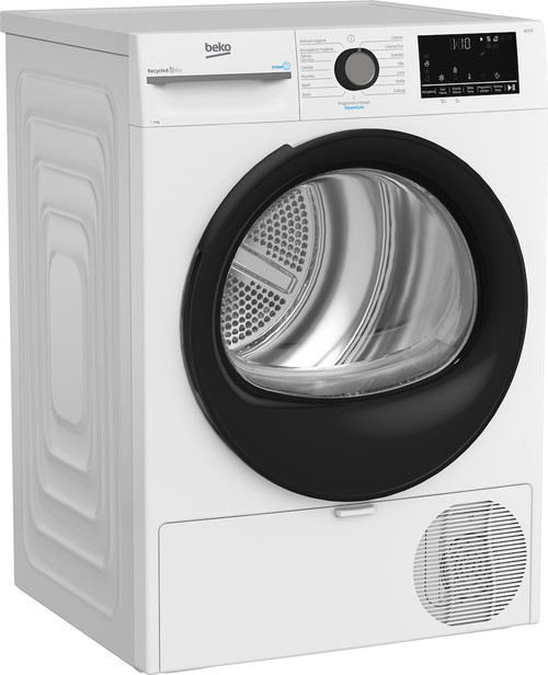 BEKO - Asciugatrice 9kg, Classe C, motore inverter, Display digitale, funzione a vapore SteamCure, colore Bianco, obl Nero - 2250011140