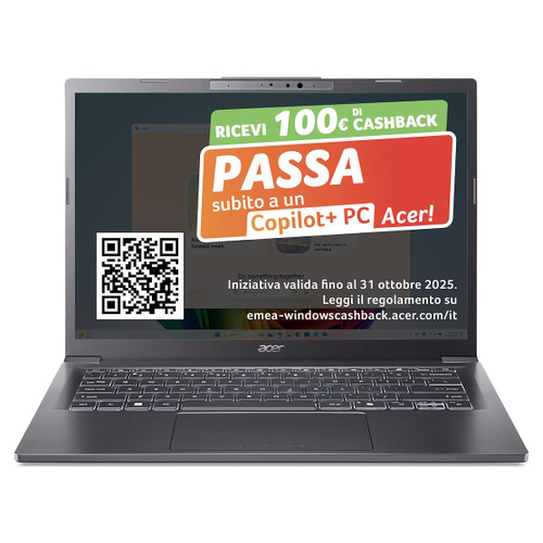 ACER - NOTEBOOK ASPIRE 14 AI - 14” OLED - Ultra 5 – 16 GB RAM – 512 SSD - 2250001002 ACER 0 | Trony.it