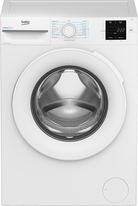 BEKO - Lavatrice 8kg, Classe A, 1200giri, colore bianco, tecnologia EnergySpin, cassetto detersivo autopulente - 2250013606