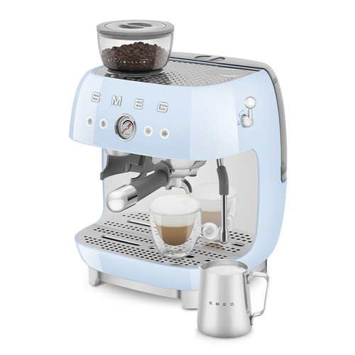 SMEG - Smeg Macchina da Caffè Espresso Manuale con macinacaffè integrato 50's Style – Azzurro LUCIDO – EGF03PBEU - 2230010760