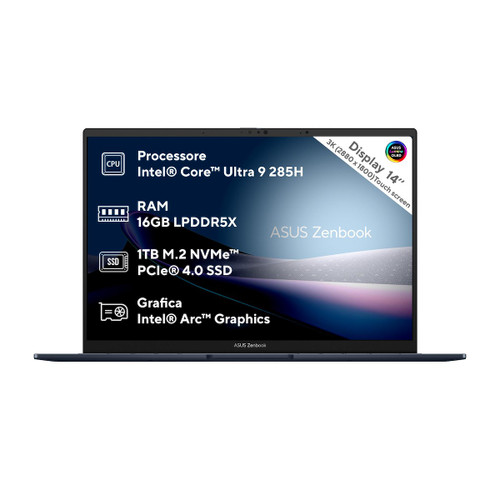 ASUS - ASUS Zenbook 14 UX3405CA-PZ495W, display 14", Intel® Core™ Ultra 9 Processor 285H, RAM 16GB, 1TB SSD, Blue. - 2250007050 ASUS - ASUS Zenbook 14 UX3405CA-PZ495W, display 14", Intel® Core™ Ultra 9 Processor 285H, RAM 16GB, 1TB SSD, Blue. - 2250007050