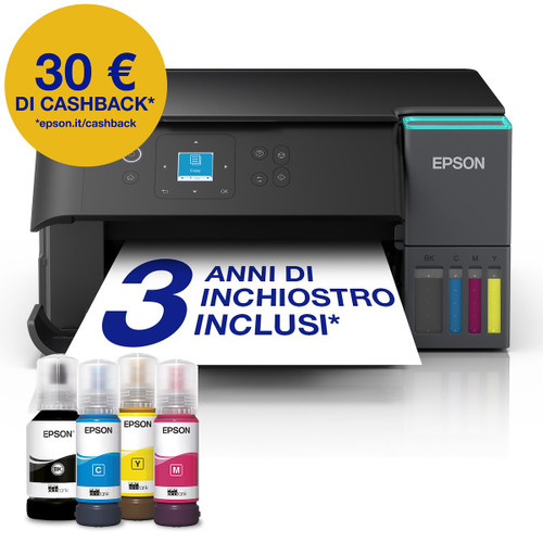 EPSON - EcoTank ET-2951 Stampante Inkjet Multifunzione A4, serbatoi ricaricabili, 3 anni inchiostro inclusi, 30 € di cashback* - 2250013017