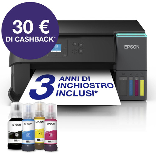 EPSON - EcoTank ET-2951 Stampante Inkjet Multifunzione A4, serbatoi ricaricabili, 3 anni inchiostro inclusi - 2250013017