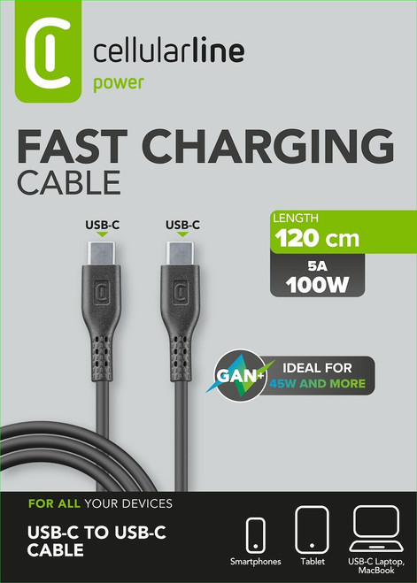 CELLULAR LINE - USB-C CABLE 5A 100W - 120 CM - 2250012702